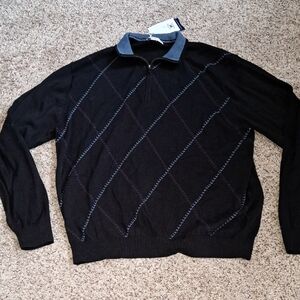Cutter & Buck Black Sweater With Blue And Purple diagonal lines  size XXL